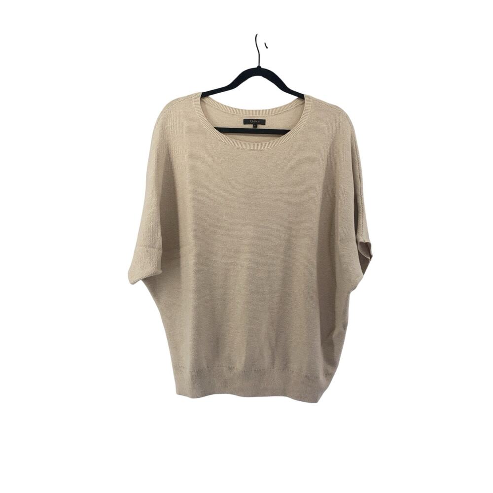 Quince Organic Cotton Cashmere Link Stitch Dolman Sweater Women's Oatmeal Sz L